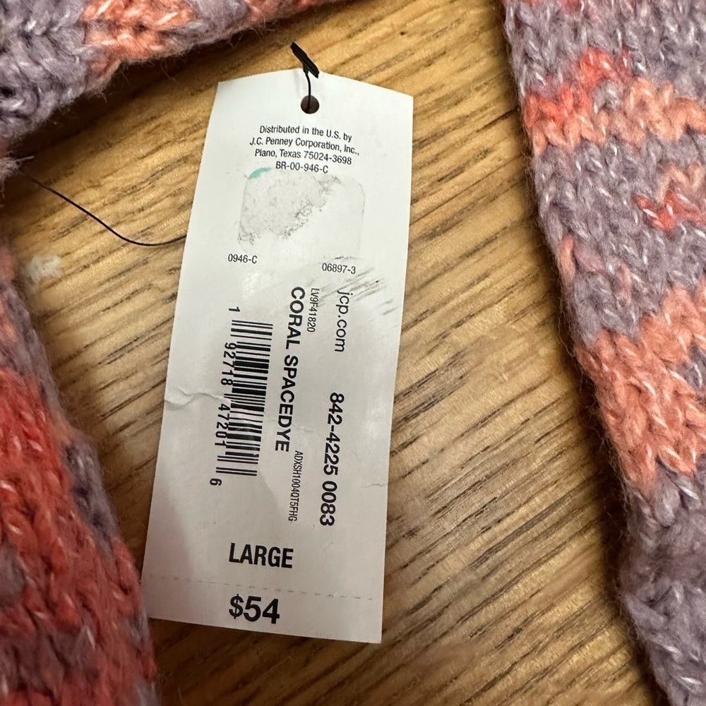 A.N.A NWT mock neck striped pastel pinks knit sweater sz L, 22”p2p - Picture 6 of 9